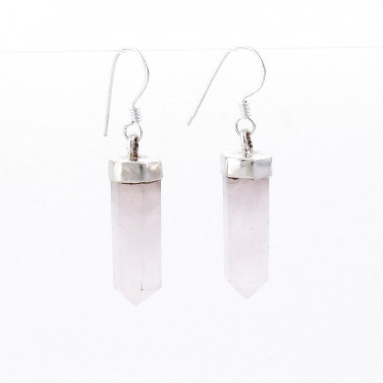 Rose quartz - silver earrings
